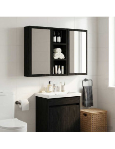 Armadio da bagno a muro Rovere Nero 20 x 10 x 50 cm