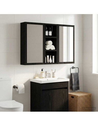 Armadio da bagno a muro Rovere Nero 20 x 10 x 50 cm