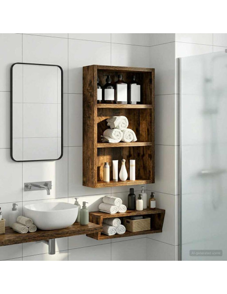 Armadio da bagno a muro Quercia Affumicata 30 x 10 x 50 cm