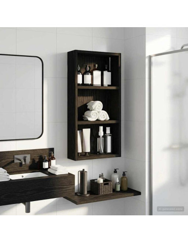 Armadio da bagno a muro Rovere Nero 30 x 10 x 60,5 cm