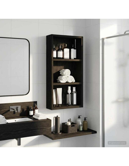 Armadio da bagno a muro Rovere Nero 30 x 10 x 60,5 cm