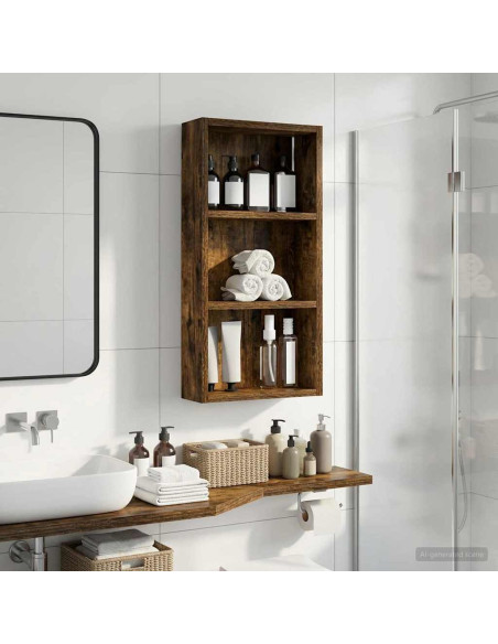 Armadio da bagno a muro Quercia Affumicata 30 x 10 x 60,5 cm