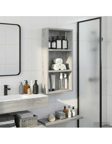 Armadio da bagno a muro Sonoma grigia 30 x 10 x 60,5 cm