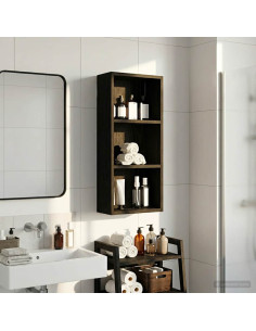 Armadio da bagno a muro Rovere Nero 30 x 14 x 70 cm