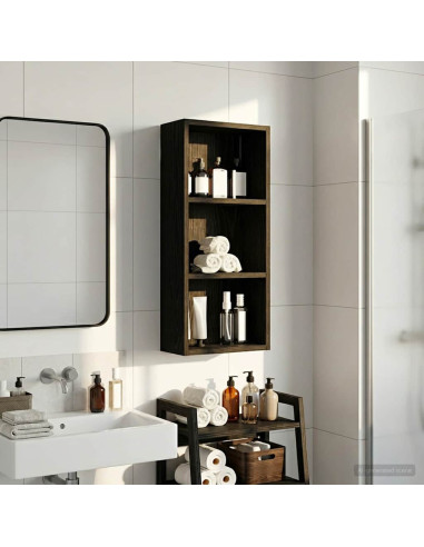 Armadio da bagno a muro Rovere Nero 30 x 14 x 70 cm
