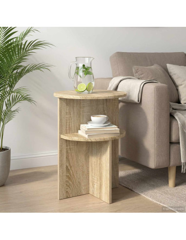 Tavolo laterale con archiviazione Rovere Sonoma Ø 39,5 x 55 cm