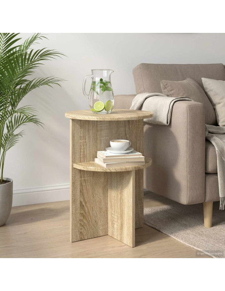 Tavolo laterale con archiviazione Rovere Sonoma Ø 39,5 x 55 cm