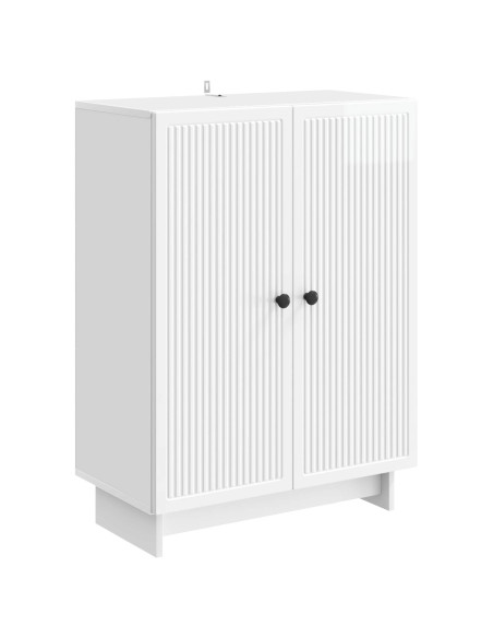 Credenza Bianco Lucido 66 x 34,5 x 90 cm Legno ingegnerizzato