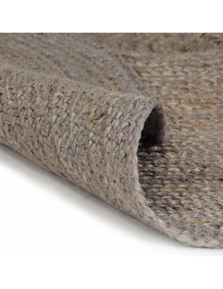 Tappeto Lavorato a Mano in Juta Rotondo 180 cm Grigio