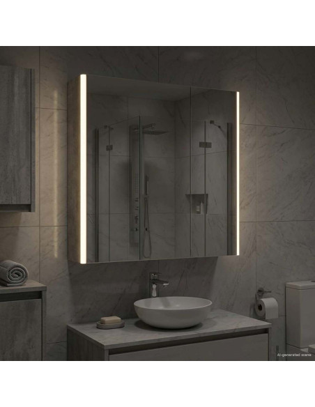 Mobiletto per specchio da bagno Grigio cemento