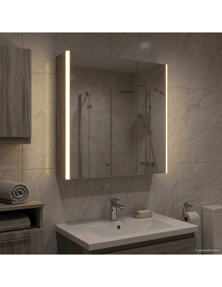 Mobiletto per specchio da bagno Grigio Sonoma