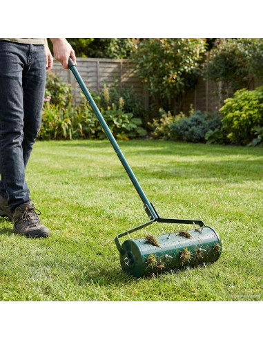 Rullo per Prato da Tirare con Pinze Aeratore Verde 128 x 38 cm