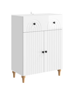 Credenza Bianco Lucido 66 x 34,5 x 90 cm Legno ingegnerizzato