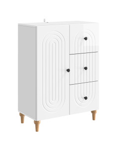Credenza Bianco Lucido 66 x 34,5 x 90 cm Legno ingegnerizzato