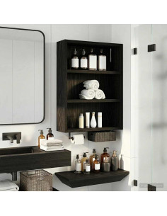 Armadio da bagno a muro Rovere Nero 40 x 10 x 50 cm