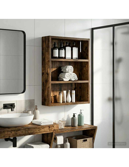 Armadio da bagno a muro Quercia Affumicata 40 x 10 x 50 cm