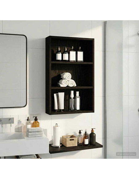Armadio da bagno a muro Rovere Nero 40 x 10 x 60,5 cm