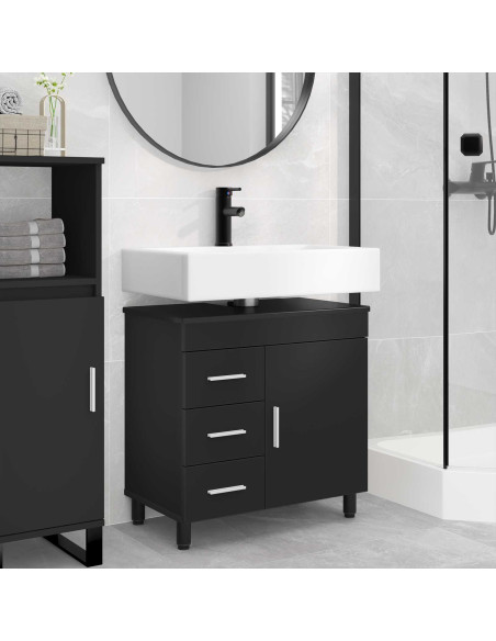 Mobile da bagno con lavabo con cassetto Nero 60 x 35 x 60 cm