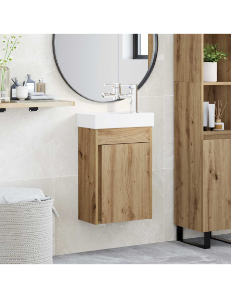 Mobile da bagno con lavabo con archiviazione Rovere artigianale