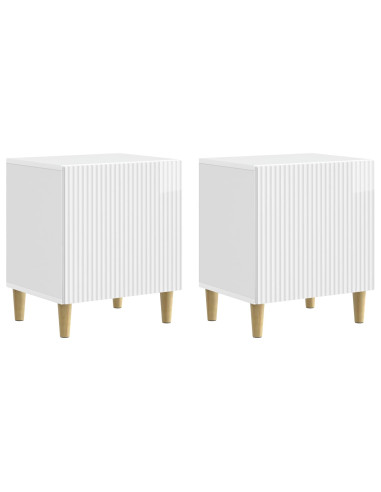 Armadio da Notte 2 pcs Bianco Lucido 43 x 34,5 x 50 cm