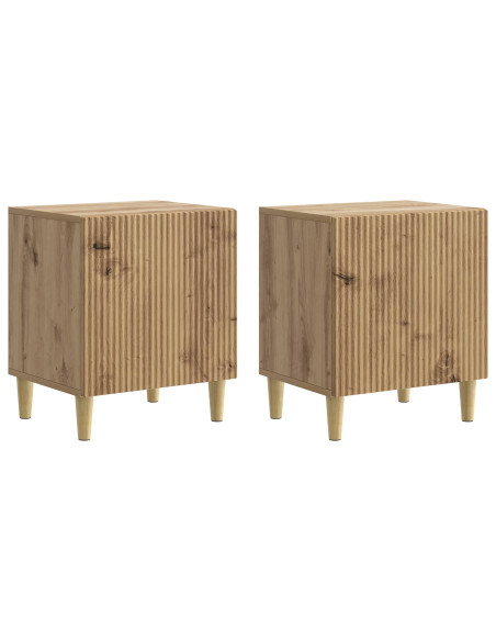 Armadio da Notte 2 pcs Rovere Artigianale 43 x 34,5 x 50 cm