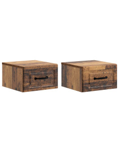 Mobiletto da notte a muro 2 pcs Legno antico 34,5 x 33 x 20 cm