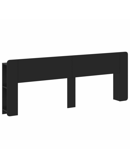 Testata del letto con archiviazione Nero Legno ingegnerizzato