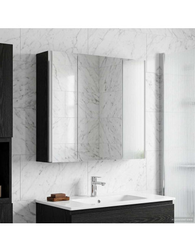 Mobiletto per specchio da bagno Rovere Nero