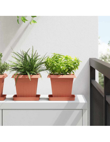 Vasi per Piante 24 pcs Rosso Mattone 16 x 16 x 14 cm Plastica