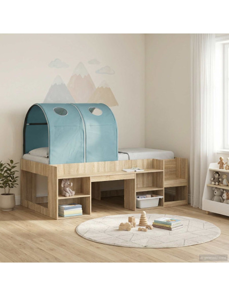 Tunnel per Letto 2 pcs Blu Chiaro 211 x 52,5 x 2 cm Poliestere