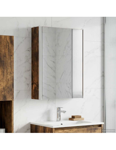 Mobiletto per specchio da bagno Rovere fumé 33 x 11,5 x 50 cm