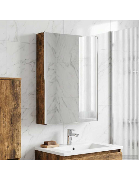 Mobiletto per specchio da bagno Rovere fumé 43 x 11,5 x 60,5 cm