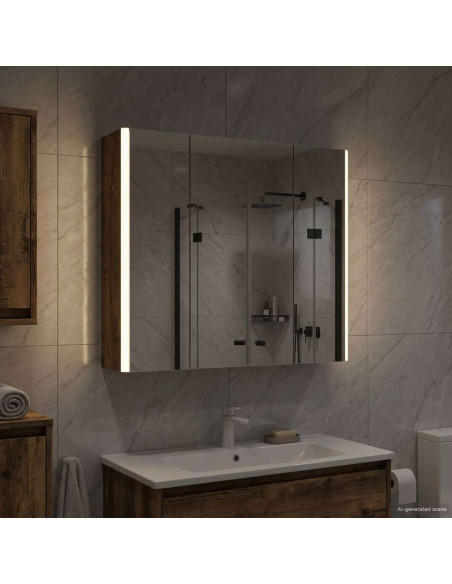 Mobiletto per specchio da bagno Rovere fumé