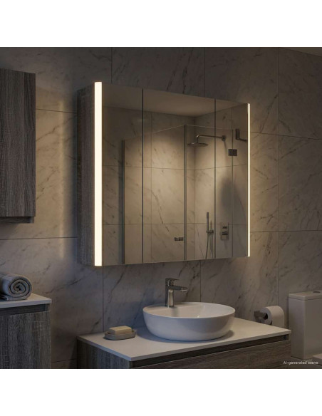 Mobiletto per specchio da bagno Grigio Sonoma