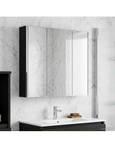 Mobiletto per specchio da bagno Rovere Nero 73.5 x 15.5 x 70 cm