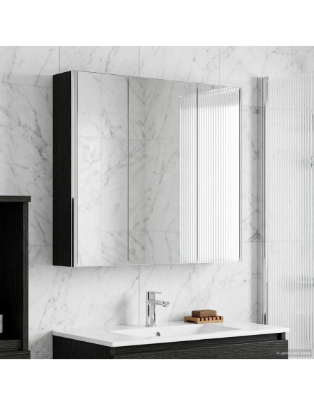 Mobiletto per specchio da bagno Rovere Nero 73.5 x 15.5 x 70 cm