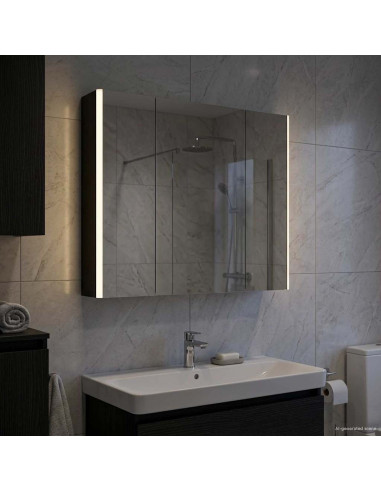 Mobiletto per specchio da bagno Rovere Nero 83,5 x 15,5 x 70 cm