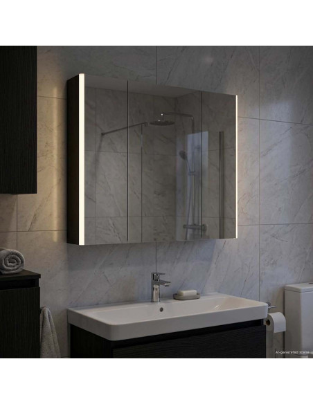 Mobiletto per specchio da bagno Rovere Nero 83,5 x 15,5 x 70 cm