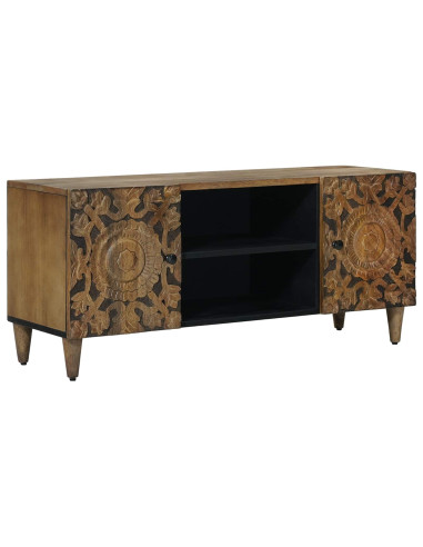 Mobile TV Marrone 105 x 33,5 x 46 cm Legno di mango massello
