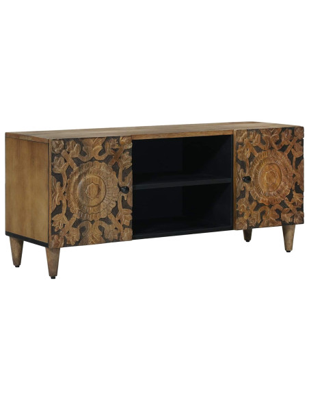 Mobile TV Marrone 105 x 33,5 x 46 cm Legno di mango massello