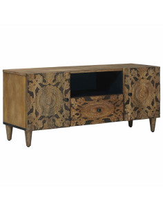 Mobile TV Marrone 105 x 33,5 x 46 cm Legno di mango massello