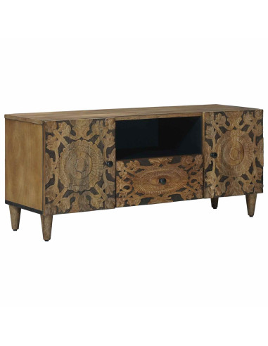 Mobile TV Marrone 105 x 33,5 x 46 cm Legno di mango massello