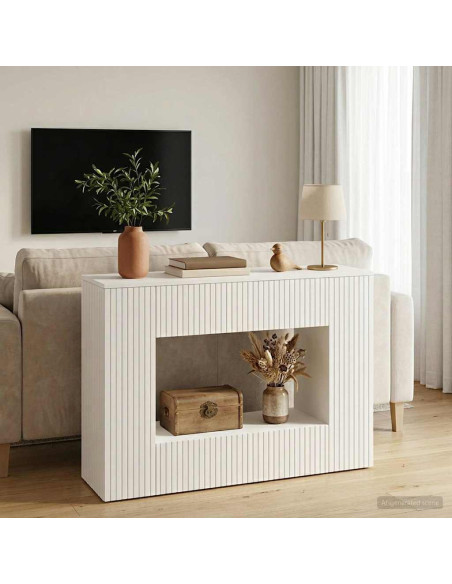 Tavolo consolle Rigato Bianco Lucido 101 x 29 x 74 cm
