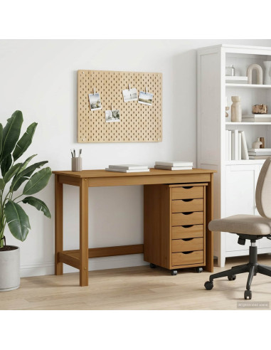 Set scrivania e mobiletto su ruote MOSS 2 pcs Marrone Miele