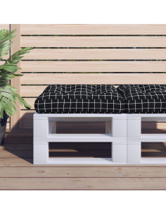 Cuscino Pallet Motivo a Quadri Nero 58x58x10 cm Tessuto Oxford