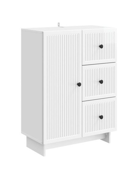 Credenza Bianco Lucido 66 x 34,5 x 90 cm Legno ingegnerizzato