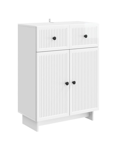 Credenza Bianco Lucido 66 x 34,5 x 90 cm Legno ingegnerizzato