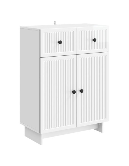 Credenza Bianco Lucido 66 x 34,5 x 90 cm Legno ingegnerizzato
