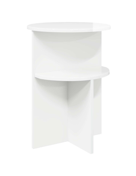 Tavolo laterale con archiviazione Bianco Lucido Ø 39,5 x 55 cm