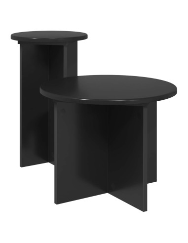Set tavolini 2 pcs Rovere Nero Legno ingegnerizzato
